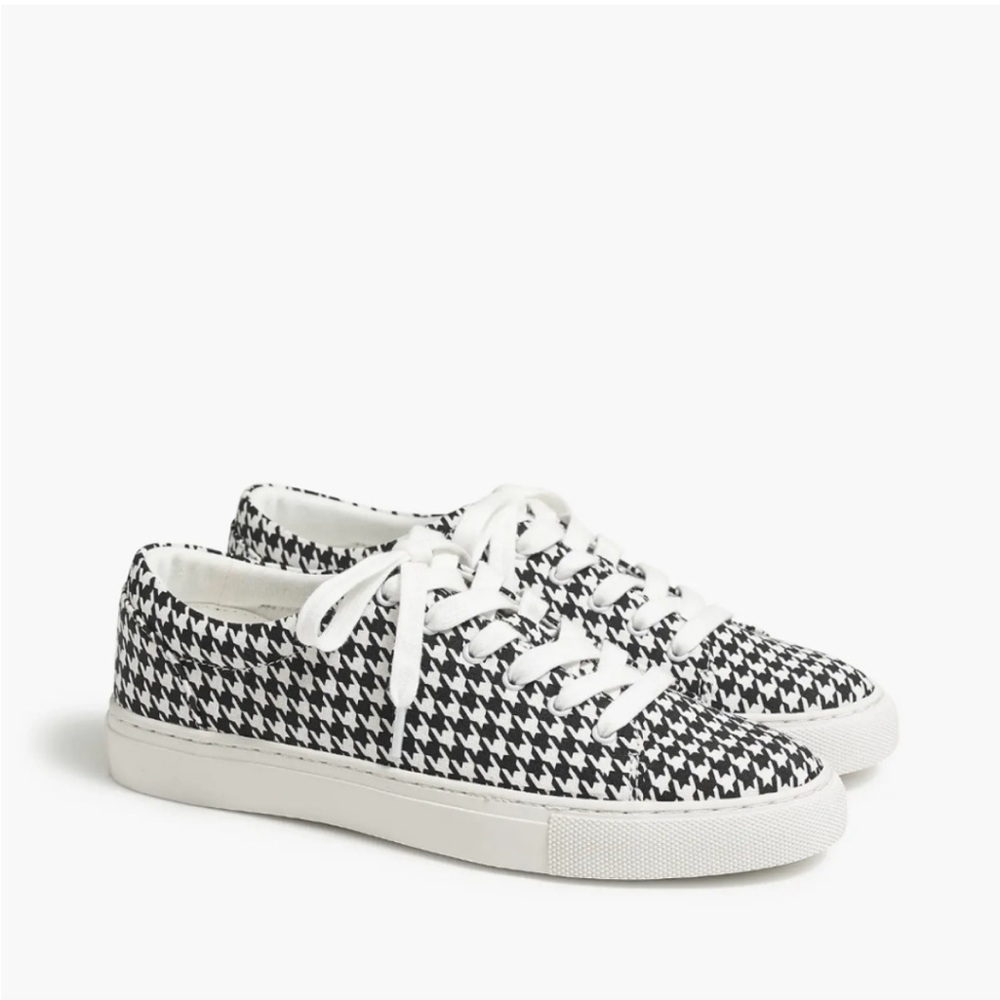 NWB J. Crew Road Trip Printed Canvas Houndstooth Sneakers - 10